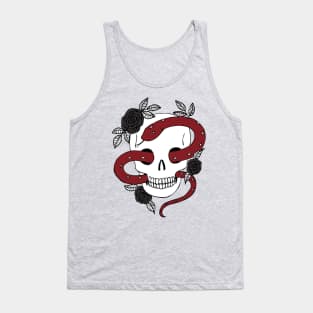 Gothic Halloween Skull and snake - black and white by Cecca Designs Tank Top